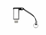 Cumpara ieftin Adaptor Lightning argintiu cu negru, USB-C mama la Lightning tata, convertor Type-C compact cu breloc pentru dispozitive compatibile