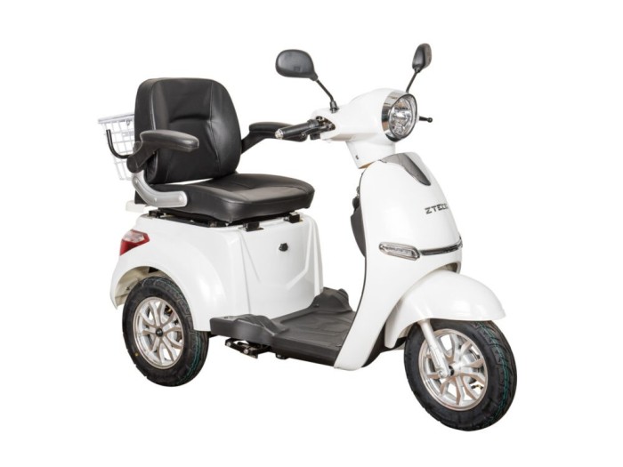 Triciclu electric ZT-15-K, motor 900W, 48V 20Ah, viteza 25km/h, autonomie 55km, nu necesita permis de conducere - Alb