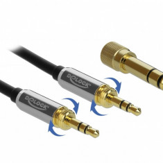 Cablu jack stereo 3.5mm 3 pini T-T + adaptor cu surub 6.35 mm 3m, Delock 85787