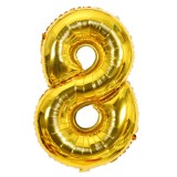Balon din folie flippy, cifra 8, 81 cm, pentru aer sau heliu, bulk, auriu