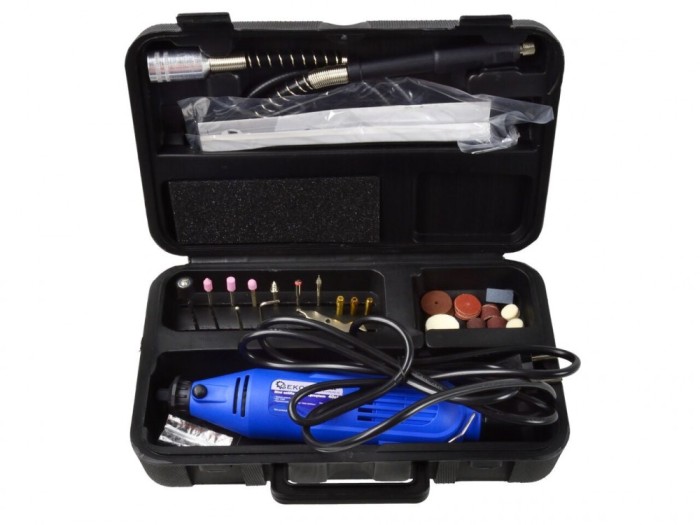 Mini polizor drept set cablu &amp; accesorii, Geko, G81222