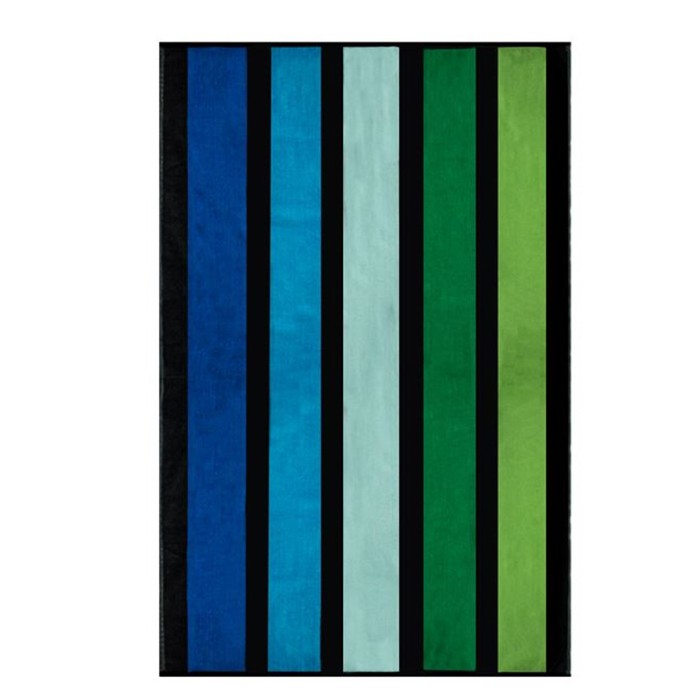 Prosop de plaja, 180x100 cm, Bumbac, Dungi noante Verde/Albastru, ATU-V4830