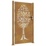 Cumpara ieftin Poarta de gradina, 105x205 cm, otel corten, model copac