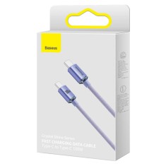 CABLU alimentare si date Baseus Crystal Shine, Fast Charging Data Cable pt. smartphone, USB Type-C la USB Type-C 100W, 2m, violet &amp;amp;quot;CAJY000705&amp;amp;quo foto