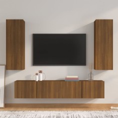 vidaXL Set dulapuri TV, 4 piese, stejar maro, lemn prelucrat foto