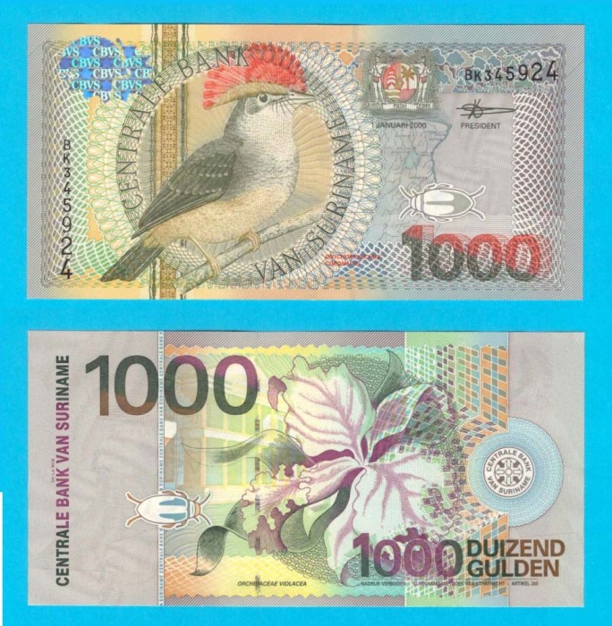 Surinam (pick 151) 1000 Gulden 2000 UNC serie: BK345924