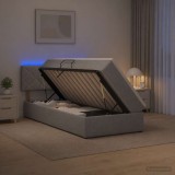 Cumpara ieftin Pat cu LED si saltea Gri deschis 90 x 190 cm Tesatura