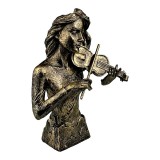 Cumpara ieftin Statueta decorativa, Statueta cu fata care canta la vioara, Auriu, 30 cm, 1705H