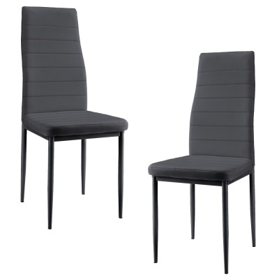 Scaune bucatarie Casandra set 2 buc piele sintetica gri [en.casa] HausGarden Leisure foto