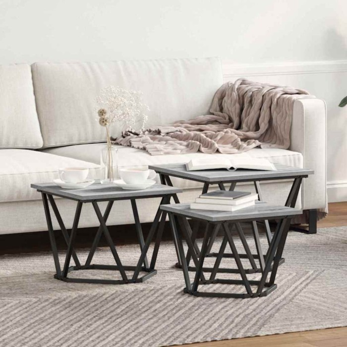 vidaXL Masă de cafea 3 pcs sonoma gri 50 x 50 x 40 cm 868282