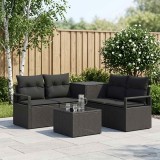 Cumpara ieftin Set de canapea 6 buc. Negru 55 x 55 x 37 cm Ratan poli si Otel