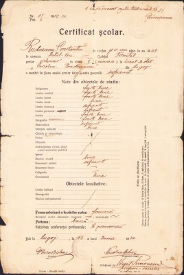 HST 427S Certificat școlar C-tin Rudneanu 1920 Lugoj semnat olograf B&amp;icirc;rlea foto
