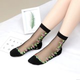 Sosete pentru dama, SS0153, model flori, Negru, marime universala