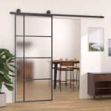 VidaXL Ușă glisantă, negru, 90x205 cm, sticlă ESG mată și aluminiu