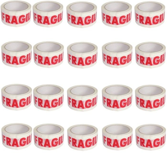 Set 20 Banda adeziva personalizata, inscriptia fragil, 50 mm x 70 m