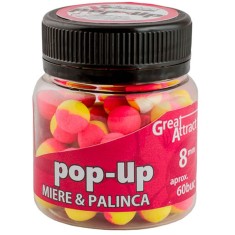 Pop Up Addicted Carp Baits Miere &amp; Palinca, 8mm, aprox 60buc/borcan