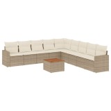 Cumpara ieftin Set canapele de gradina cu perne, 10 piese, bej, poliratan