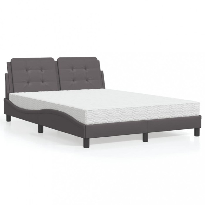 vidaXL Cadru de pat fără saltea, Zadar, gri, 140x190 cm, piele ecologică 3208862