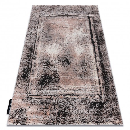 Covor DE LUXE modern 634 Cadru vintage - structural gri / roz, 140x190 cm