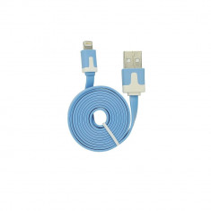 Cablu Date &amp;amp; Incarcare Plat APPLE Lightning (Albastru) 1 Metru foto