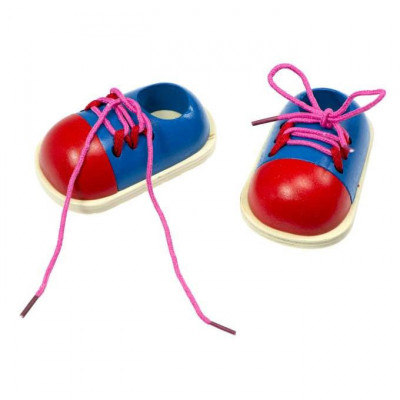 Jucarie, set pantofi, multicolor, model simplu, invatat legat sireturi, 20 x 16 cm foto