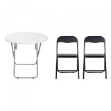 Masa plianta rotunda cu 2 scaune blat mdf 70x70cm alb Zilan ZLN6944_2S
