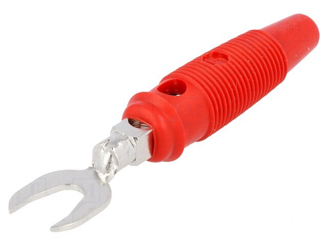 Mufă tip furcă roșie 60VDC 30A 2,5mm2