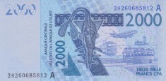 Bancnota Statele Africii de Vest 2.000 Franci 2024 - P116A UNC Coasta de Fildes ( vezi descriere )