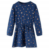 Cumpara ieftin Rochie pentru copii cu m&acirc;neci lungi, bleumarin, 104