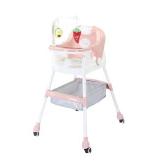 Scaun de Masa pentru Copii, Cyrax, Multifunctional, Pliabil, cu Roti, Cos de Depozitare, din Plastic, Centura de Siguranta, Suport de Agatat Jucarii,