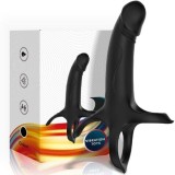 Armony For Him-Inel Penis cu Vibrator si Dildo Negru-Silicon, 10