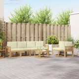 vidaXL Set mobilier gradina exterior 7 piese lemn acacia alb crem