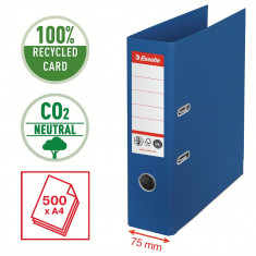 Biblioraft Esselte No.1 Power Recycled, Carton Cu Amprenta Co2 Neutra, A4, 75 Mm, Albastru foto