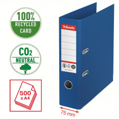 Biblioraft Esselte No.1 Power Recycled, Carton Cu Amprenta Co2 Neutra, A4, 75 Mm, Albastru