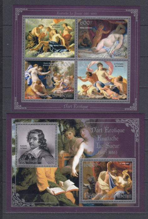 Benin 2013 - Pictura - NUDURI - EUSTACHE LE SUEUR - BL + Colita - MNH