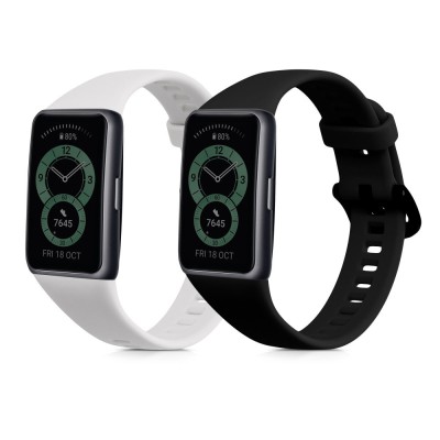 Curea kwmobile pentru Huawei Band 6, Silicon, Alb/Negru, 59296.04 foto