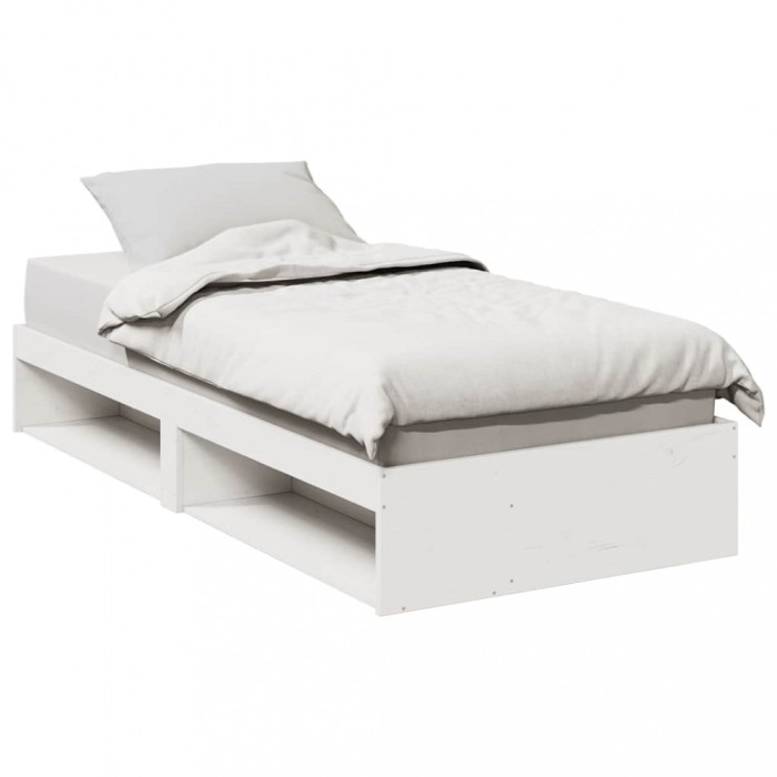 vidaXL Pat de zi fără saltea alb 75x190 cm lemn masiv de pin