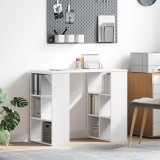 Birou calculator vidaXL, alb, 90x50x75cm, lemn compozit, raft depozitare, design modern, birou acasa, economie spatiu