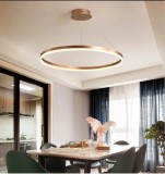 Cumpara ieftin Lustra LED Minimalist Ring, 80W, 40cm, Auriu, telecomanda, lumina rece/calda/neutra, intensitate reglabila