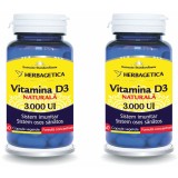 Pachet Vitamina D3 Naturala 3000UI 60cps + 60cps (50% reducere la al doilea produs)