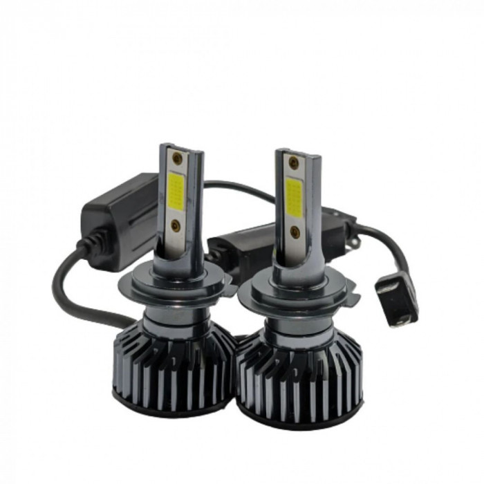 Set 2 Becuri Led H7 100w, 9V-32V, F2 COB, Ventilator Slim, 6000K