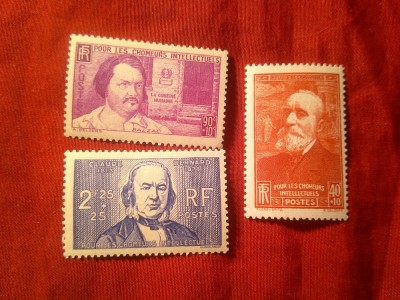 Serie mica Franta 1939 - pt someri intelectuali 3 val. (din 4val) foto