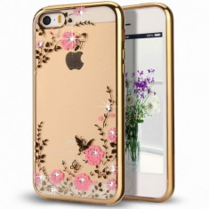 Husa iPhone 6 si 6S - Luxury Flowers Gold foto