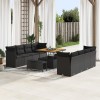 Set canapea vidaXL 11 piese cu perne Ratan Polipropilenă Negru