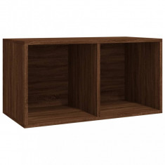 Cutie de depozitare viniluri, stejar maro, 71x34x36 cm, lemn