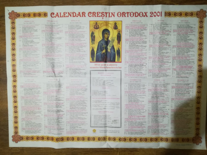 Calendar creștin ortodox 2001 / 360 ani de la aducerea Sf Parascheva la Iasi