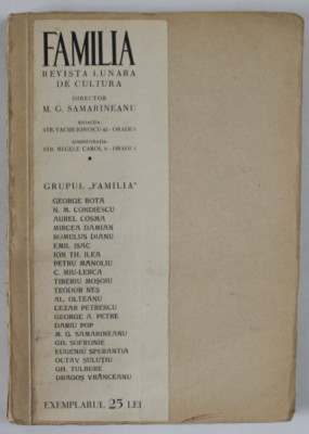 FAMILIA , REVISTA LUNARA DE CULTURA , SERIA III , ANUL I , FEBRUARIE ,NO. 10 , 1935 foto