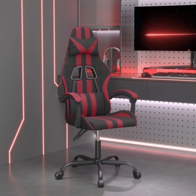vidaXL Scaun de gaming pivotant, negru și roșu vin, piele ecologică 349526 foto