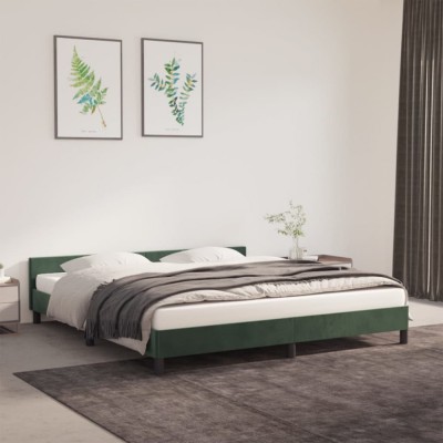 vidaXL Cadru de pat fără saltea, verde &amp;icirc;nchis, 180x200 cm, catifea 347588 foto