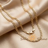 LantiE or Mateo , lant unisex cu zale marine, placaj triplu cu aur 18K, Brazilia, 60 cm